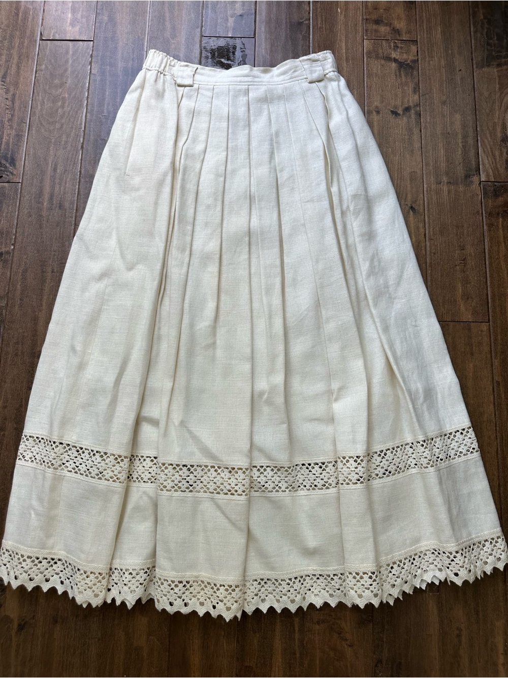 Alphorn Trachtenmode Vintage Ivory Dirndl Skirt Sz 40 (Euro) 28" Waist EUC